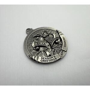 Country Store 1996 Pewter Christmas Ornament Bells Season's Greetings